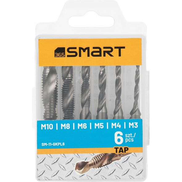 SMART365 kpl. wierteł gwintujących 1/4" hss m3-m10 [6 szt.]