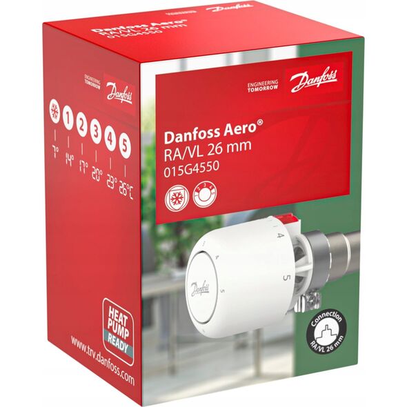 Danfoss Aero RAVL click, thermostatic head with built-in sensor, 26 mm neck diameter
