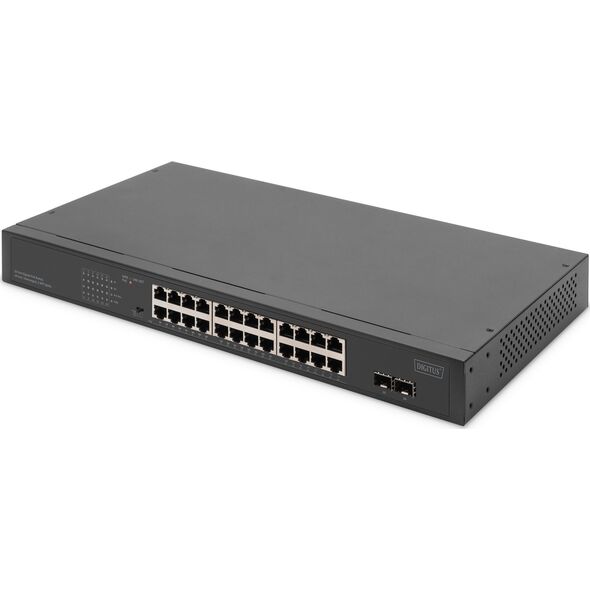 Switch Digitus Digitus 24-portowy przełącznik sieciowy Gigabit, 19-calowy, niezarządzalny, 2 porty Uplink, SFP