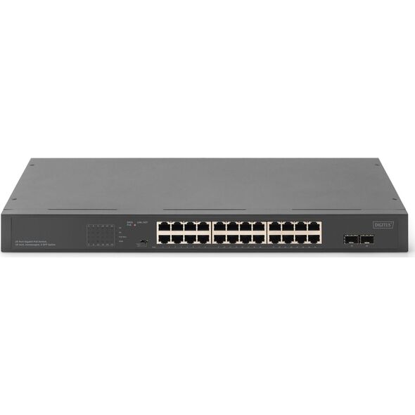 Switch Digitus Digitus 24-portowy przełącznik sieciowy Gigabit, 19-calowy, niezarządzalny, 2 porty Uplink, SFP