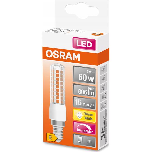 LEDVANCE LED slim lamp E14 827, dim. LEDTSLIM60DC7W827E14