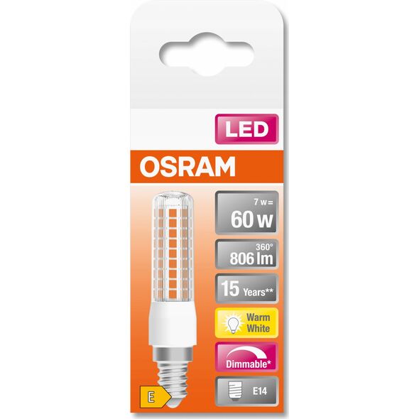 LEDVANCE LED slim lamp E14 827, dim. LEDTSLIM60DC7W827E14