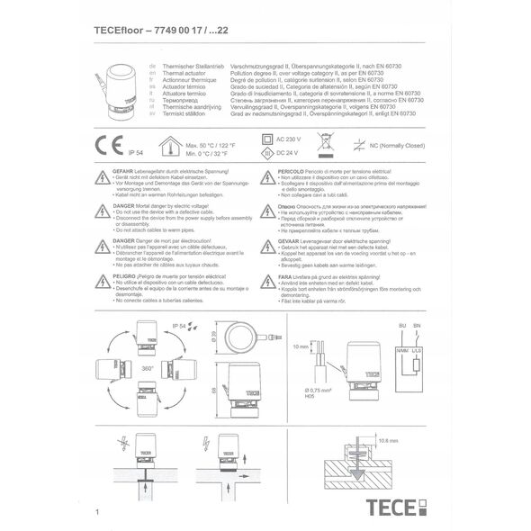 TECEfloor SLQ actuator TA 2.0, 7749, version: 230 V