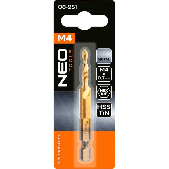 Wiertło gwintujące HSS TiN, M4x0,7 mm, Hex
