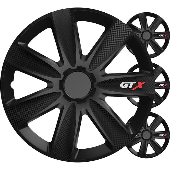 Kołpaki samochodowe 4szt. komplet gtx carbon czarny 17" cali color box