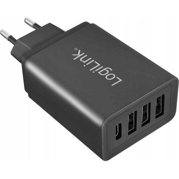 LogiLink PA0221  adapter gniazda USB (3 x USB-A, 1 x USB-C) 27 W do smartfonów/tabletów/e-booków itp.  zabezpieczenie przed przeciążeniem, przegrza