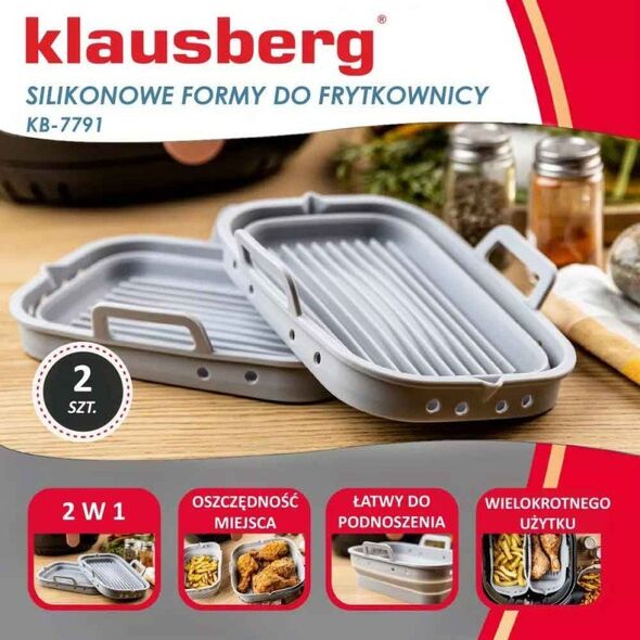 Wkłady silikonowe do frytkownicy 14x20 zestaw 2 sztuki forma do pieczenia Klausberg KB 7791