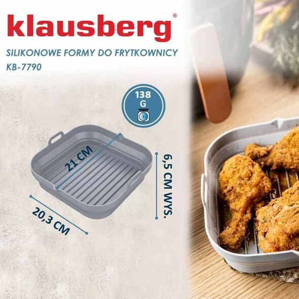 Wkłady silikonowe do frytkownicy 20 cm zestaw 2 sztuki forma do pieczenia okrągła Klausberg KB 7789