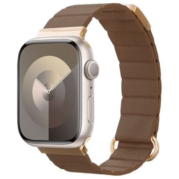 Crong Eclipse - Skórzany pasek magnetyczny Apple Watch 38/40/41/42mm (brązowy)