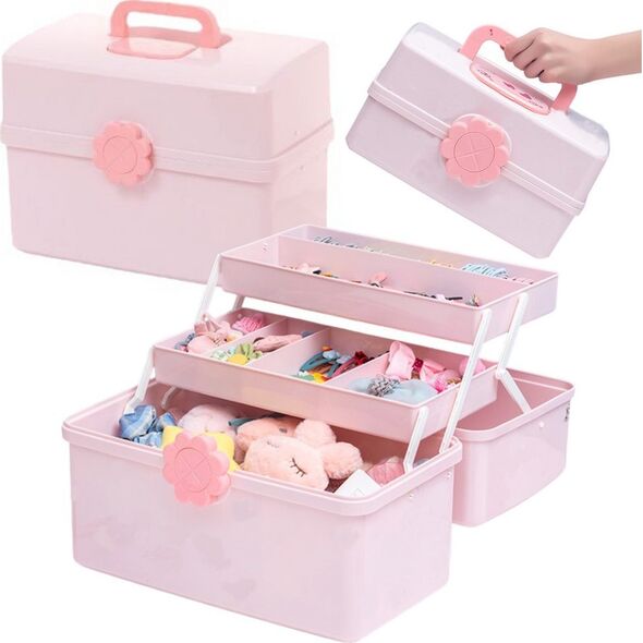 Organizer Pudełko Na Biżuterię Kosmetyki Akcesoria Różowe 29x16x16cm LEAN