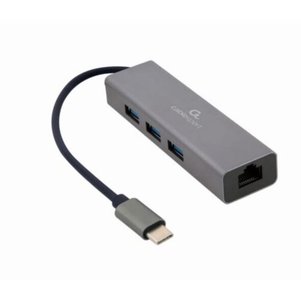Gembird USB 2.0 Hub 4 Θυρών με σύνδεση USB-C Λευκό (A-CMU3-LAN-01) (GEMA-CMU3-LAN-01) έως 12 άτοκες Δόσεις