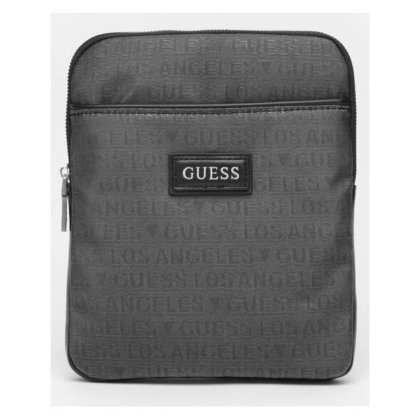 Guess, Dan, Flat Top Zip, Textile Crossbody Bag, Grey, 19 x 23 x 2.5 cm, For Men For Men