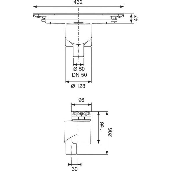 TECEdrainprofile drain, vertical, DN50 outlet, 673003
