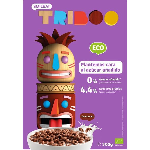 Triboo BIO Płatki śniadaniowe kółka zbożowe kakao bez cukru, 300g