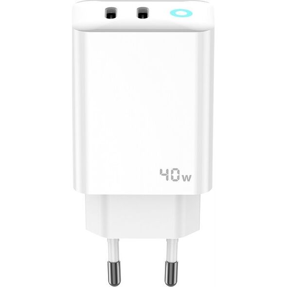 Ładowarka Jellico JELLICO ładowarka sieciowa EU19 GaN PD 40W 2xUSB-C Biały   Kabel 2x USB - C