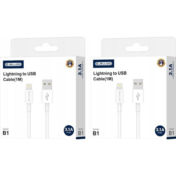 Kabel USB Jellico JELLICO kabel B1 Lightning 3.1A 1M Biały