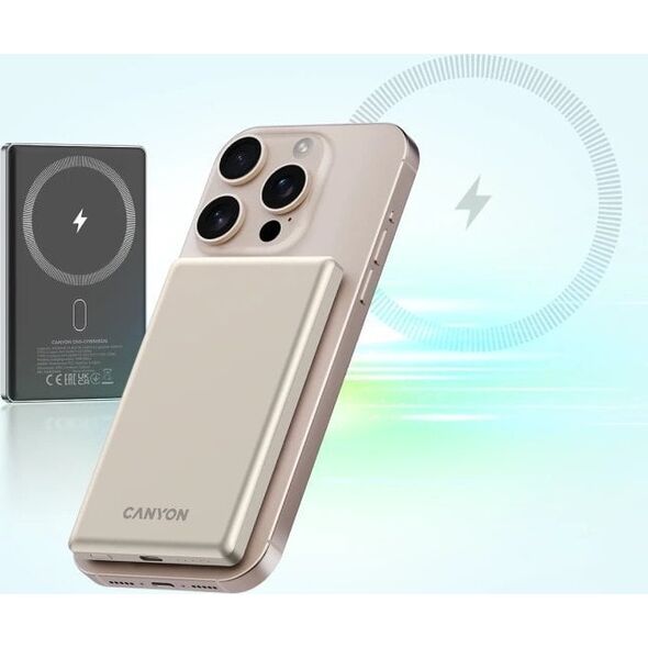 CANYON power bank OnPower 505 slim Magsafe 5000 mAh PD20W Beige