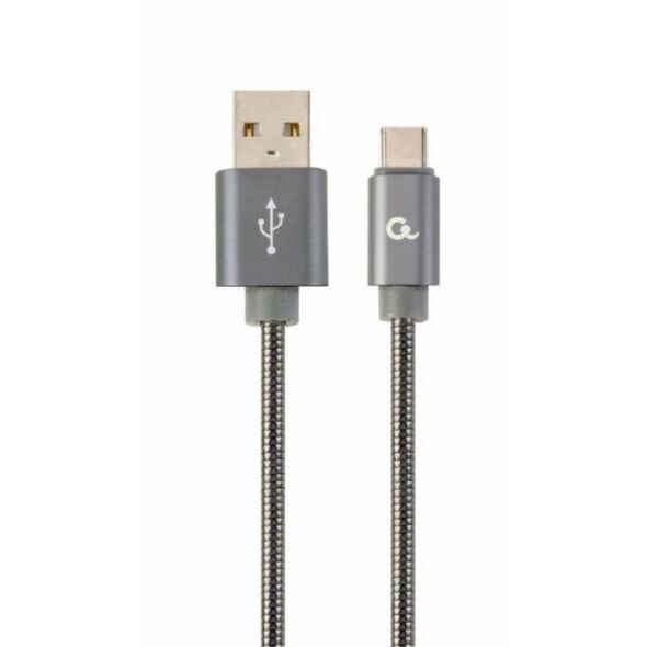Gembird Cc- USB2s-amcm-1m-bg USB-C 2.0 Cable (Am/cm) Metal Plugs, Spiral Braid, 1m, Metallic Gray (CC-USB2S-AMCM-1M-BG) (GEMCC-USB2S-AMCM-1M-BG) έως 12 άτοκες Δόσεις