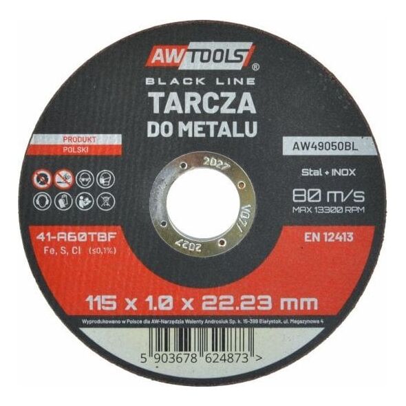 AWTools AW TARCZA DO METALU  115*1,0mm BLACK LINE