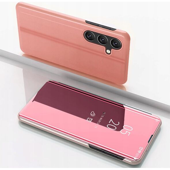 Clear View Case etui do Samsung Galaxy S25+ pokrowiec z klapką - różowe