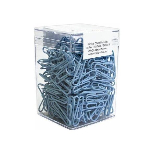 Victory Office Product SPINACZE BIUROWE VICTORY OFFICE 28MM 300 SZT. OKRĄGŁE PASTELOWE CIEMNONIEBIESKIE POJEMNIK PLASTIKOWY