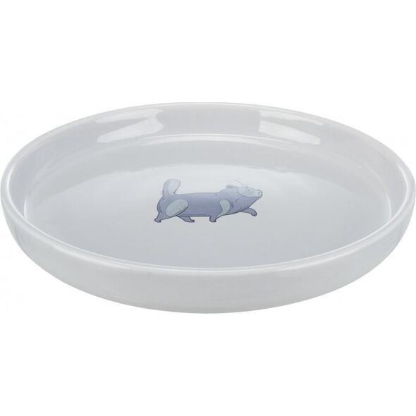 Trixie Miska, dla kota, szara, ceramiczna, 0,6l/13cm, płaska i szeroka wersja