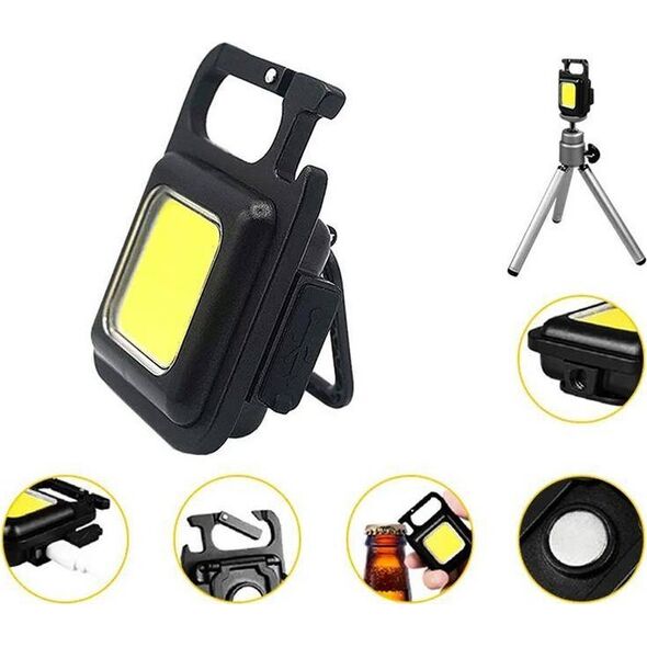 Latarka Aptel Kompaktowa LATARKA ze Stojakiem COB LED 6W czarna ZD100