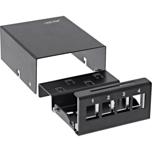 InLine InLine® Desktop Consolidation Point Box 4x Keystone RJ45, metal, black RAL9005