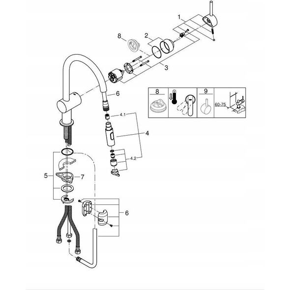 Bateria kuchenna Grohe Kitchen faucet with pull-out hose Grohe MINTA 32321DC2, stainless steel