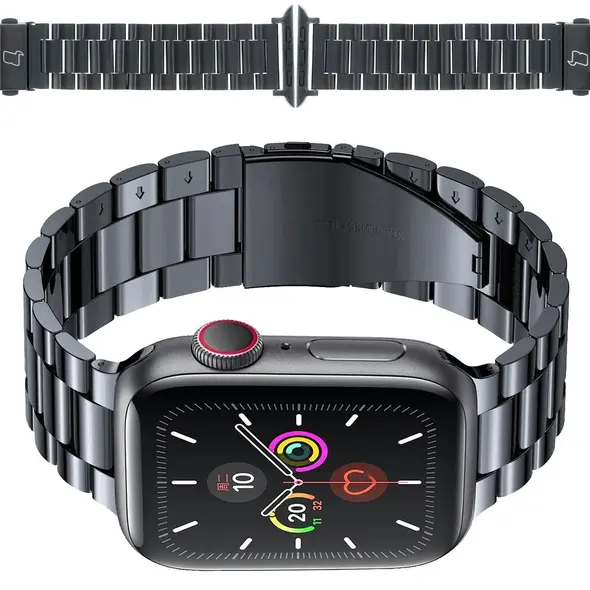 Bizon Strap Watch Aura Apple Watch 42/44/45/46/49 mm black