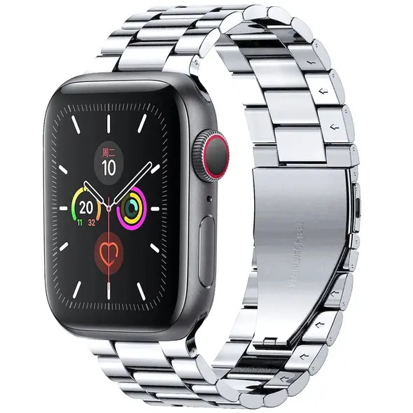 Bizon Strap Watch Aura Apple Watch 42/44/45/46/49 mm silver