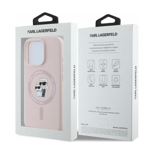 Karl Lagerfeld Karl Lagerfeld KLHMP16LSCMKCRHP iPhone 16 Pro 6.3" różowy/pink hardcase Silicone KC Heads Ring MagSafe