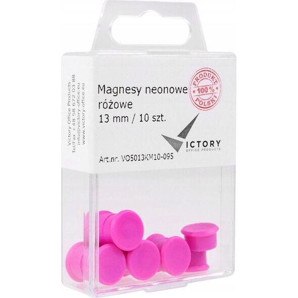 Victory Office Product MAGNESY VICTORY OFFICE 13MM 10 SZT. NEONOWE RÓŻOWE