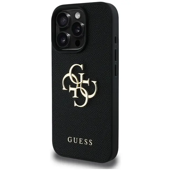Guess Grained Big 4G Logo Small Classic Logo Apple iPhone 16 Pro black