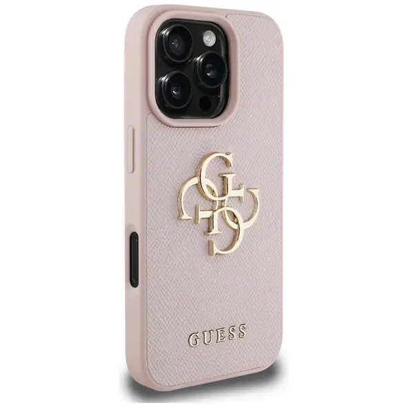 Guess Grained Big 4G Logo Small Classic Logo Apple iPhone 16 Pro Max pink
