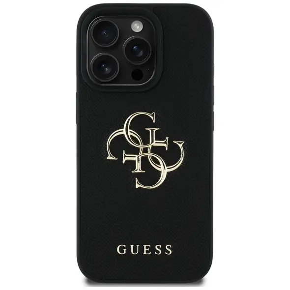 Guess Grained Big 4G Logo Small Classic Logo Apple iPhone 16 Pro Max black