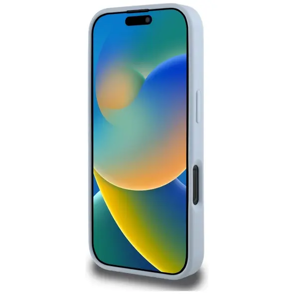 Guess Grained Big 4G Logo Small Classic Logo Apple iPhone 16 Pro blue
