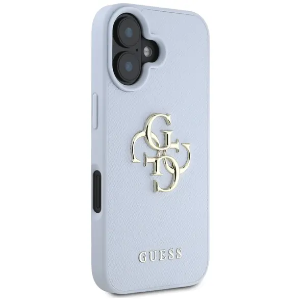 Guess Grained Big 4G Logo Small Classic Logo Apple iPhone 16 blue