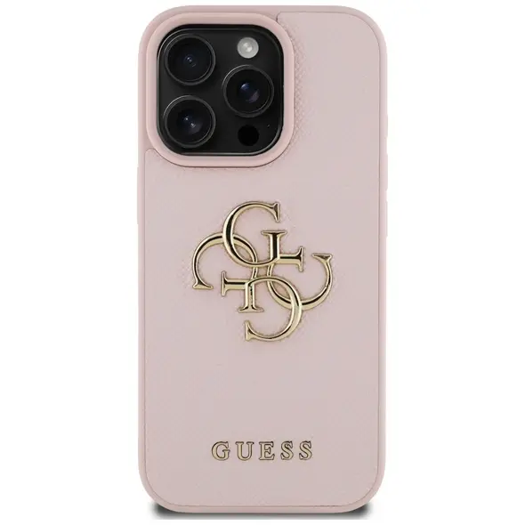 Guess Grained Big 4G Logo Small Classic Logo Apple iPhone 16 Pro pink