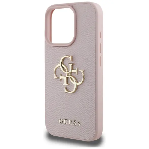 Guess Grained Big 4G Logo Small Classic Logo Apple iPhone 16 Pro pink