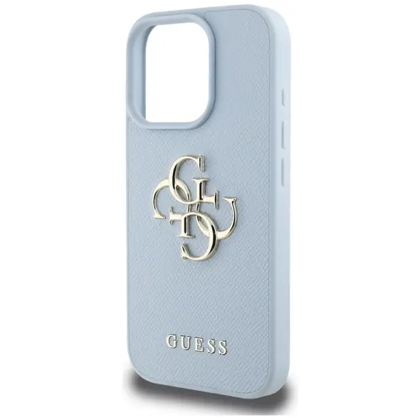 Guess Grained Big 4G Logo Small Classic Logo Apple iPhone 16 Pro blue