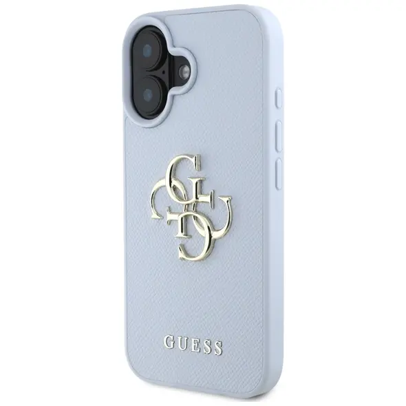 Guess Grained Big 4G Logo Small Classic Logo Apple iPhone 16 blue