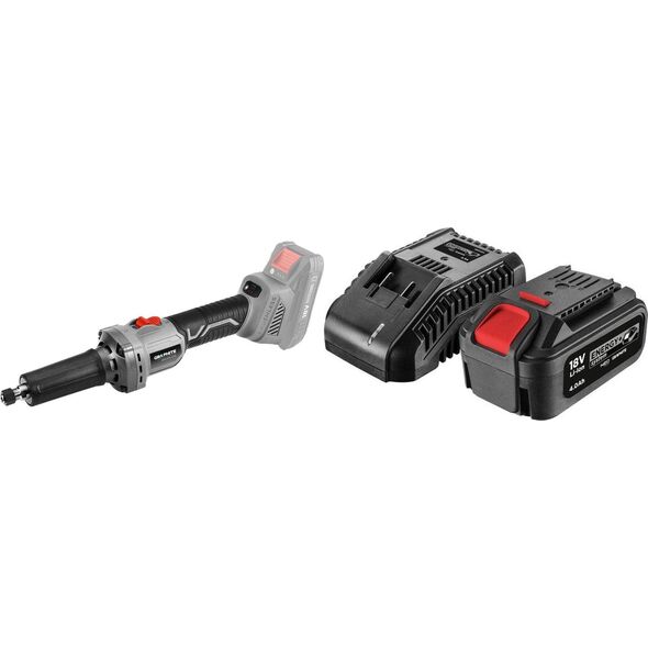 Szlifierka Graphite Szlifierka prosta bezszczotkowa 18V Energy+, 58GE146 + akumulator 4 Ah z ładowarką 58GE174