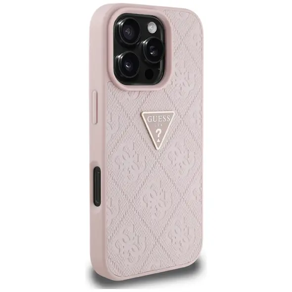 Guess Hot Stamp 4G Pattern Triangle Metal Logo Apple iPhone 16 Pro pink