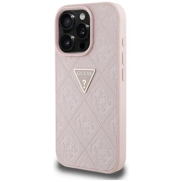 Guess Hot Stamp 4G Pattern Triangle Metal Logo Apple iPhone 16 Pro pink