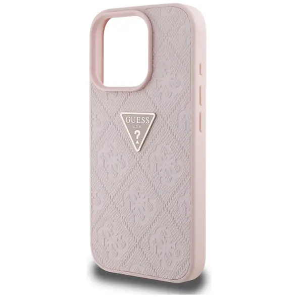 Guess Hot Stamp 4G Pattern Triangle Metal Logo Apple iPhone 16 Pro pink