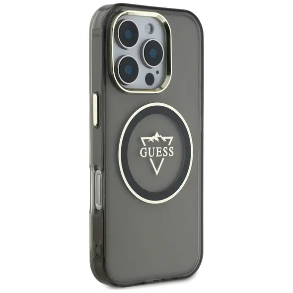 Guess IML Metal Mountain Logo MagSafe Apple iPhone 16 Pro black