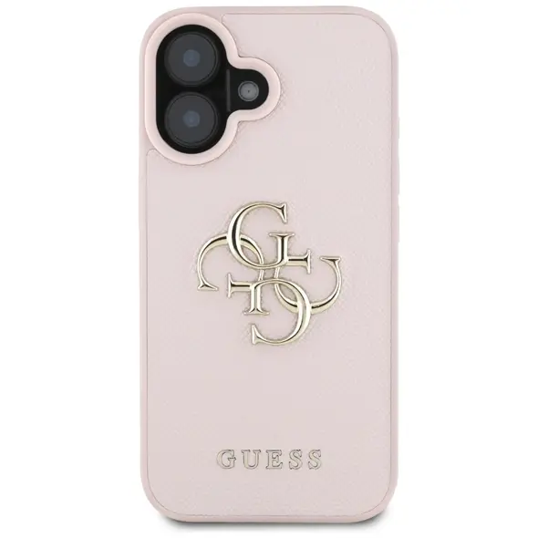 Guess Grained Big 4G Logo Small Classic Logo Apple iPhone 16 pink