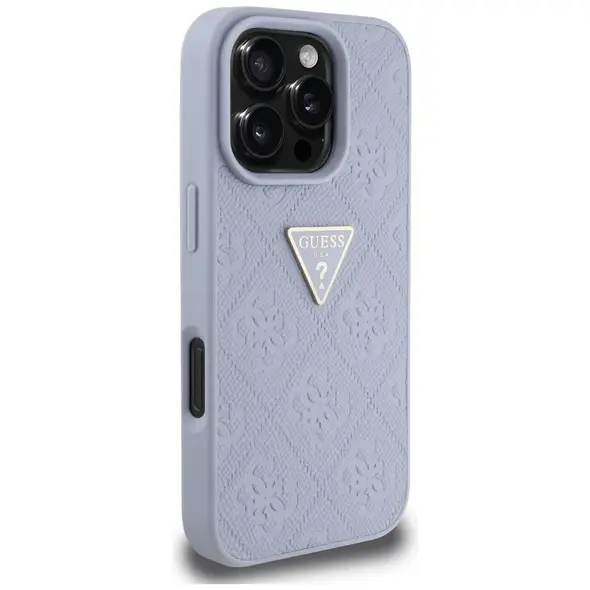 Guess Hot Stamp 4G Pattern Triangle Metal Logo Apple iPhone 16 Pro purple