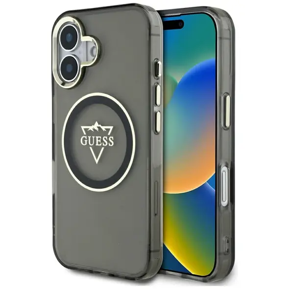 Guess IML Metal Mountain Logo MagSafe Apple iPhone 16 black